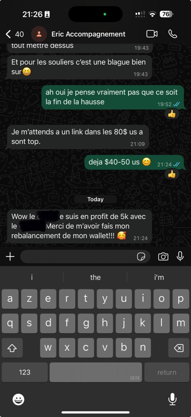 Témoignage Eric — rebalancement de wallet, +5k de profit
