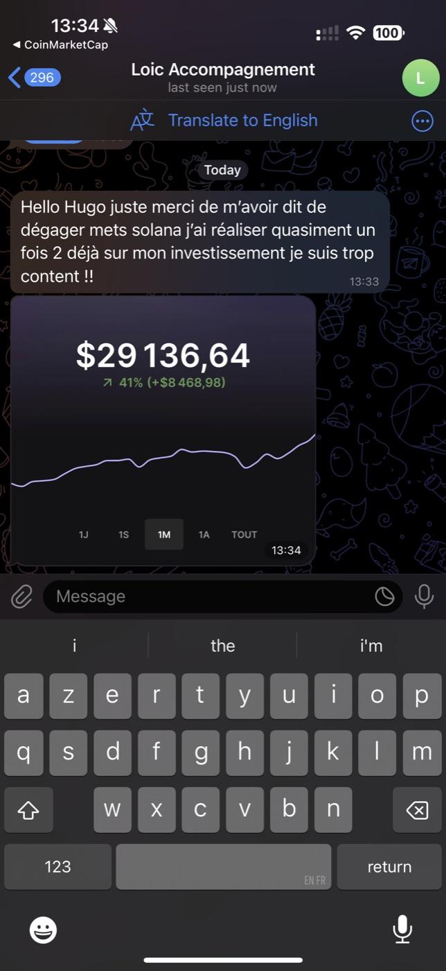 Témoignage Loic — sortie Solana x2, portefeuille $29 136